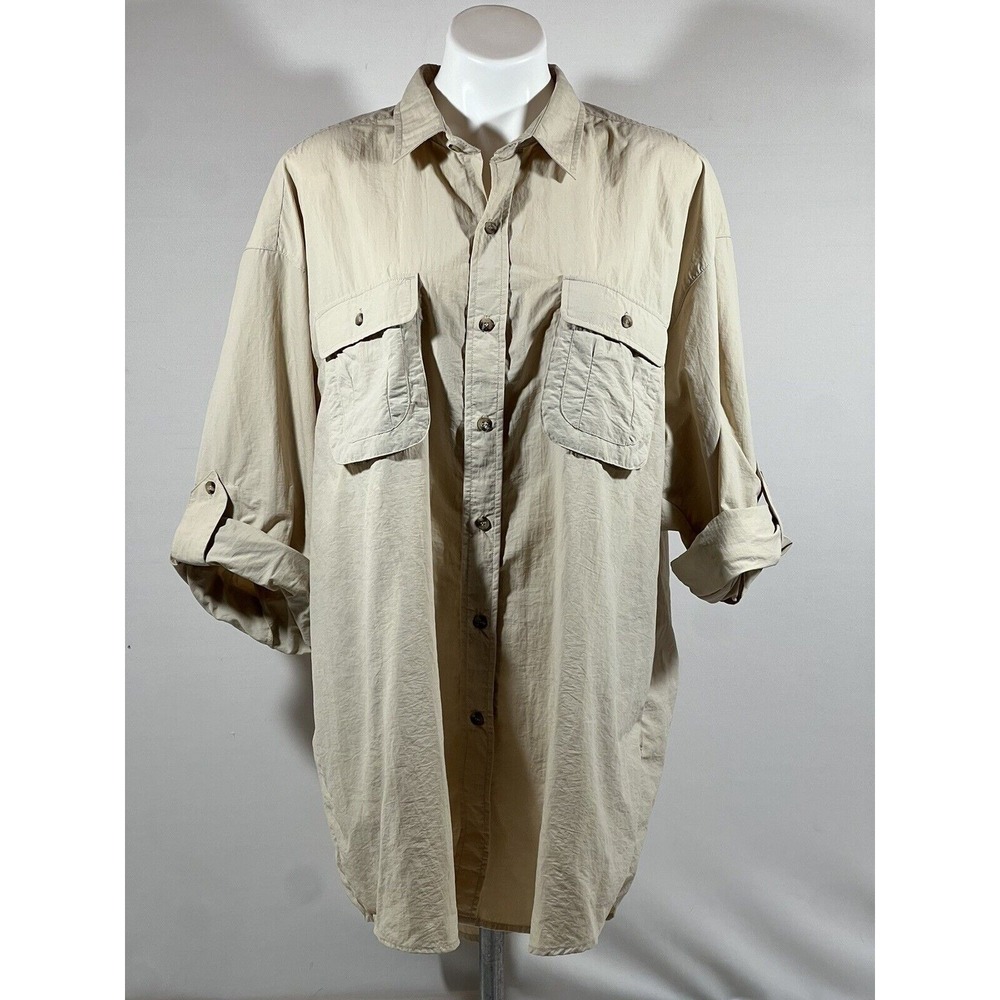 Sportif Mens XXL Fishing Shirt Khaki Vented SPF‎ Outdoor Utility